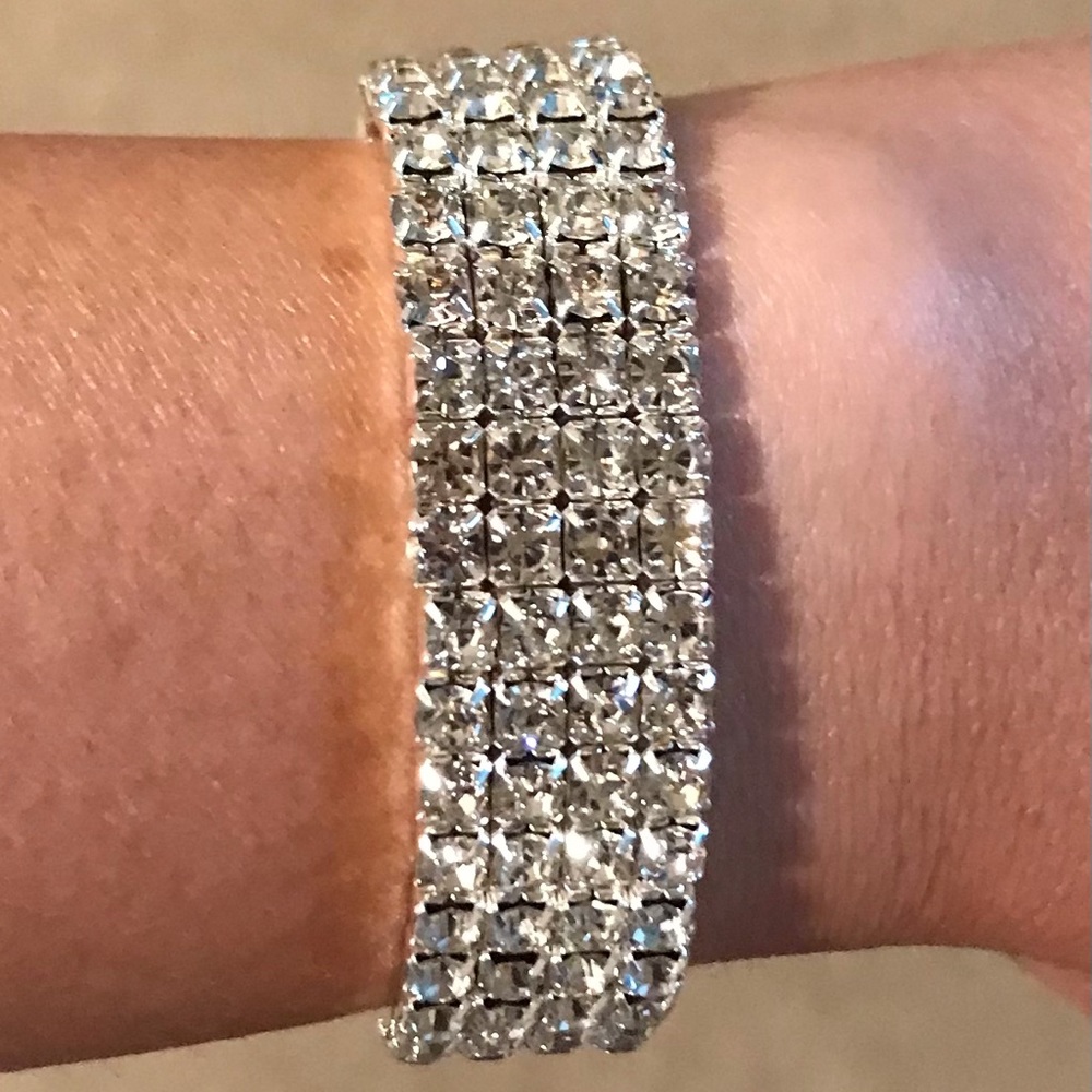 Rhinestone Bracelet With 4 Rows Of Small Crystals Brand New!